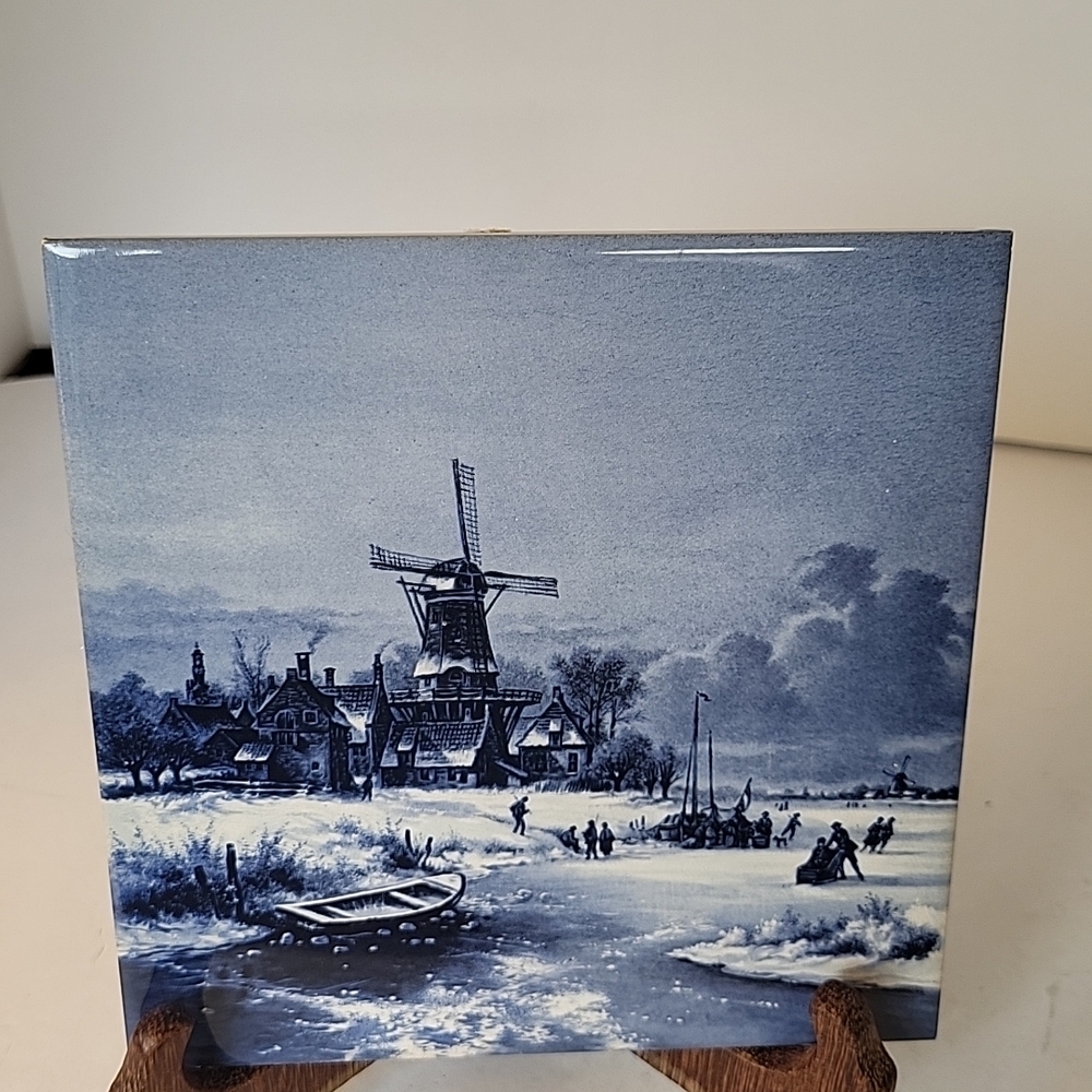Royal Mosa Holland Handpainted 6"×6" Delft Blue Tile